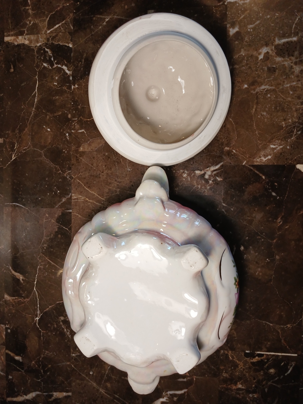 Vintage Chinese Pink & White Iridescent Porcelain Ginger Jar 5.5" Tall With Lid - Picture 16 of 16